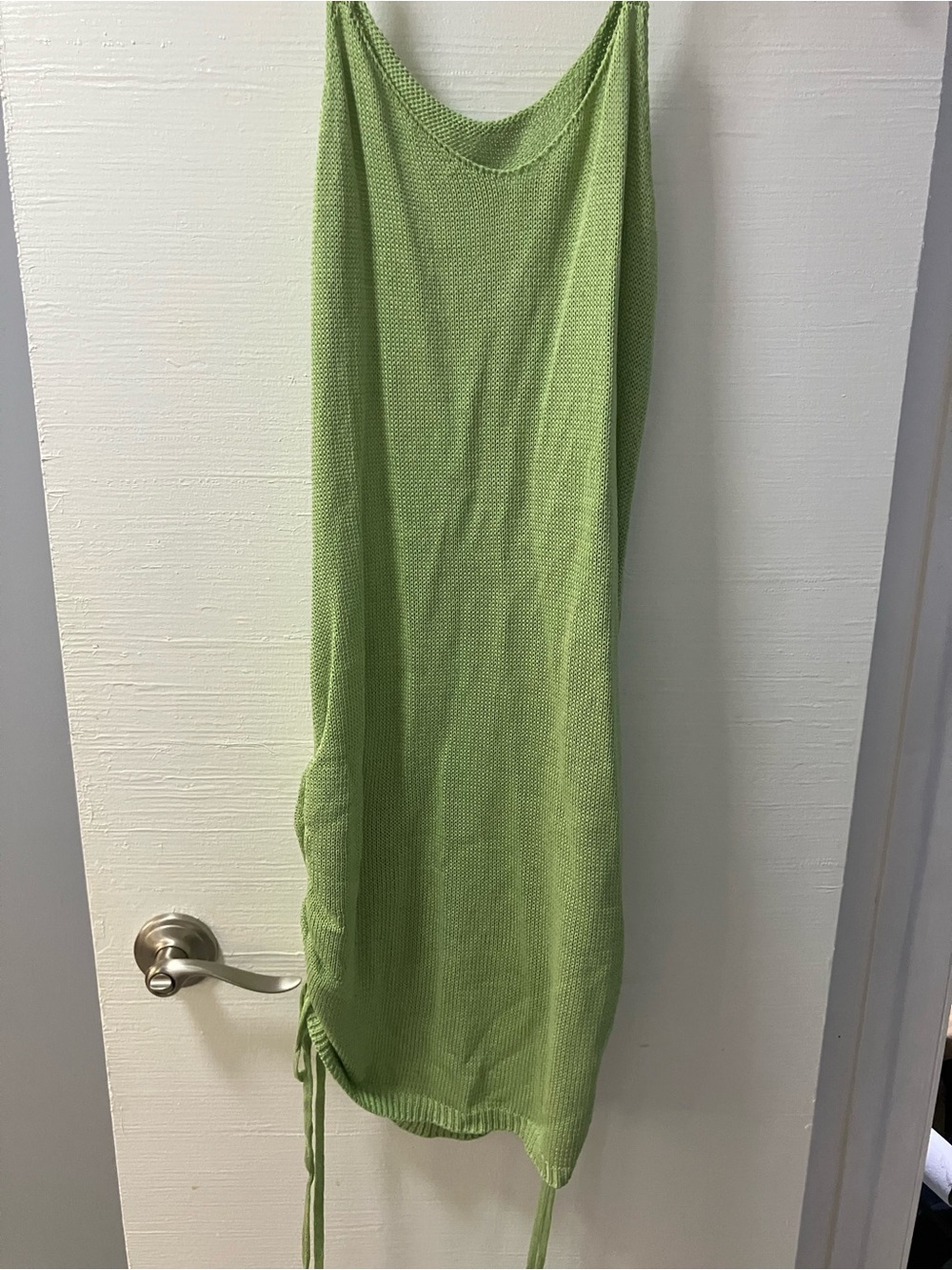 Light Green Knit Drawstring Midi Skirt